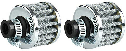 Mintice 2 X Filtre à Air Froid Reniflard Carter Turbo Ventilateur 12mm Mini Argenté pour Voiture Moto