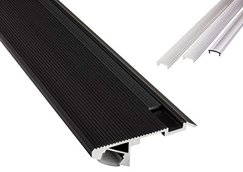 T-STA 30° LED Premium Treppenprofil Alu Profil Universell schwarz 1m mikly