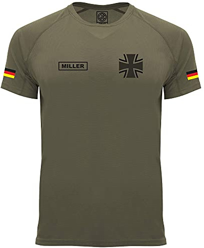 Bundeswehr T-Shirt Luftwaffe, Heer, Marine - Funktionsshirt Eisernes Kreuz | Sportshirt mit Flaggen, Funktion Shirts mit Aufdruck – Herren T-Shirt personalisiert mit Namen oder Wunschtext