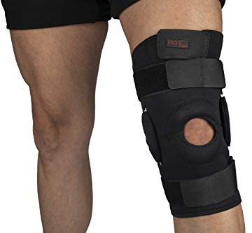 PRO 11 WELLBEING Rodillera de neopreno articulada con rótula abierta y correas dobles para un máximo apoyo para tratar ACL, artritis, dolor articular y desgarro del menisco (mediano)