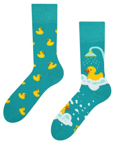 Dedoles Calzini Unisex Donna Uomo & Bambini Calze Cotone con tanti Design divertenti sinistra destra diversi, colore: Turchese, disegno: Paperelle, taglia: 35-38