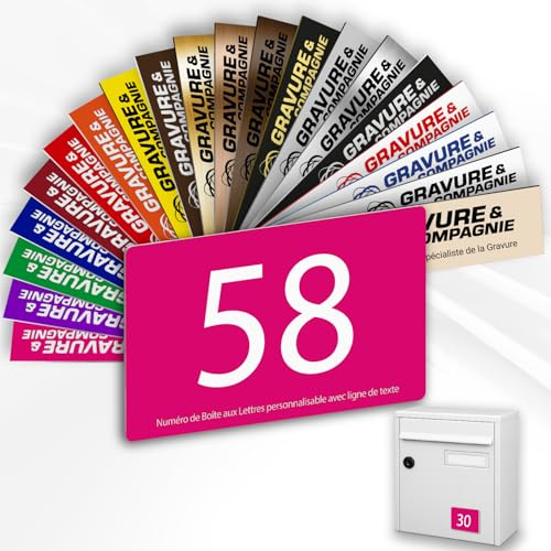 Letterbox Number – Adhesive PVC Engraved Plaque – Custom House/Mailbox Number Sign – LARGE 10 x 7 cm (Pink)