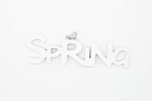 HEITMANN DECO - Polyresin - Schriftzug Spring - weiß - Frühlingsdeko - ca. 19,2 x 1,2 x 6,5 cm, 1014253
