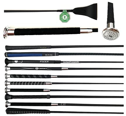 JA Horse Fleck Springpeitsche Springgerte Springstock Reitgerte (60 cm, SilkTouch Premium Silber)