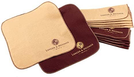 Langer & Messmer paños de pulido para cuero liso de algodón 100% en un práctico juego - El paño de pulido para el cuidado profesional del calzado (Burdeos | Beige)