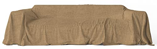 Großer Tagesdecke, Sofaüberwurf Art Sunny aus Polyester und Baumwolle, reißfest, mit einfarbigen Mustern, Maße: 240 x 270 cm, einfarbig, beige