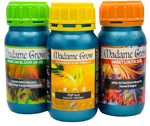 MADAME GROW Super Düngemittel Kit für Pflanzen 420 - Natürlicher Dünger - Wachstum, Blüte, Mästung, Schutz und Nährstoffversorgung - Große Ernten (Jersey, 3 X 250 mm)