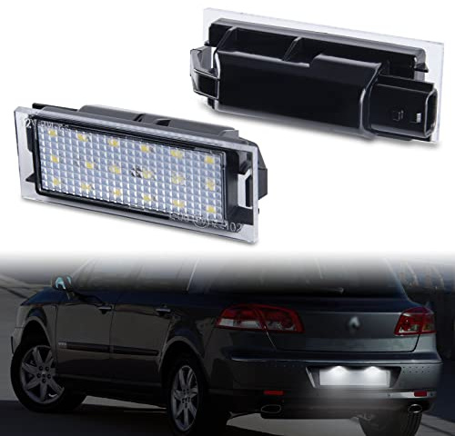 POPMOTORZ Éclairage de plaque d'immatriculation LED pour Renault Vel Satis Twingo 2 Clio 3 Clio 4 Espace 4 Laguna 3 Laguna 2 Phase 2 Master 2 Megane 2 Megane 3 2835 SMD avec CAN-Bus, 2 Pièces