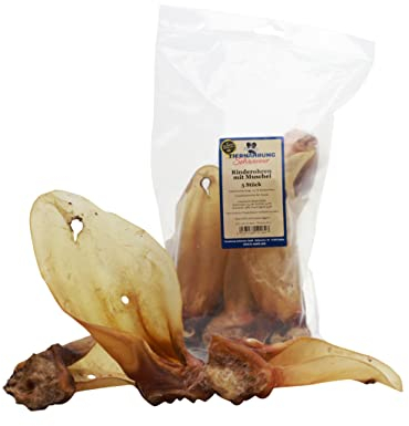 Tiernahrung Schwenner - Rinderohren mit Muschel 5 STK - Hundeleckerli für EIN Starkes und sauberes Gebiss – getrocknet