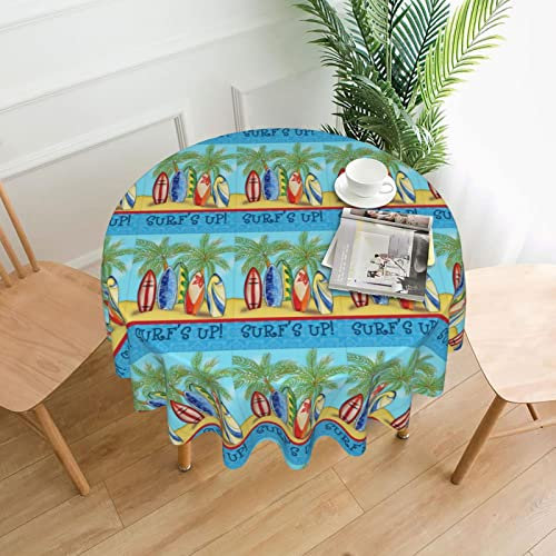 Surfbrett-Drucke, runde Tischdecke, waschbar, Polyester, perfekt für Buffet-Tische, Partys, Picknick, Mittagessen