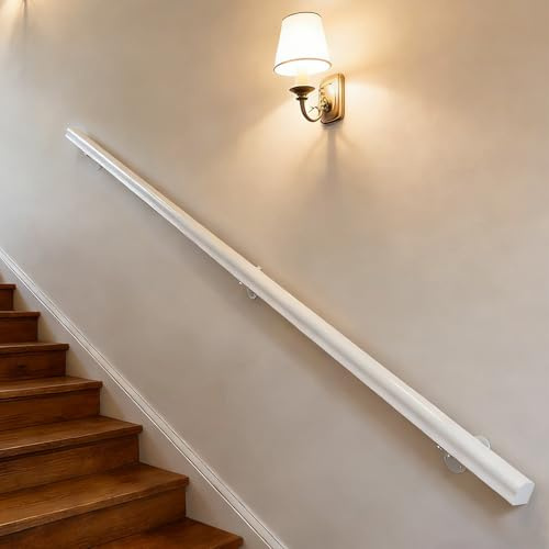 Wooden Handrails, 1-14ft Non-Slip Staircase Handrail,Wall Mounted Barrier-Free Staircase Grab Bar for Elderly, for Home Garden Corridor Lofts Kindergarten Guardrail Decking Railings (7FT)