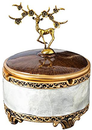 HEGZA Ashtray Luxurious Retro Ashtray with Lid Ashtray Cigarette Tabletop High Leg Decorative Resin Ashtray Ash Holder for Smokers