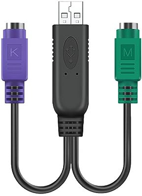 TECKEEN Convertidor divisor USB macho a doble hembra para PS2, adaptador de teclado de ratón, cable convertidor