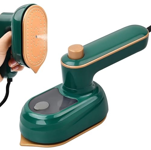 Tragbarer Mini Bügeleisen Faltbares Reise Bügeleisen Dampfbügeleisen Mini Dampfbügeleisen Handbügelmaschine mit 50ml Wassertank Grundplatte Aus Titan 30 Sekunden Schnelles Aufheizen, Grün