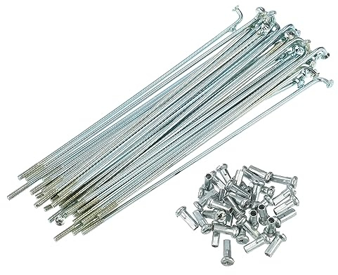 QUARKZMAN 36 Piezas de Radios de Acero para Bicicleta de 14G en Forma de J, de 4.53 con Pezones