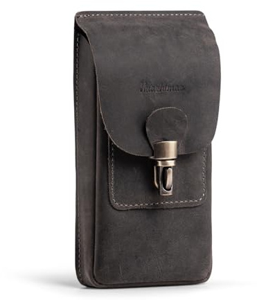 HUAZHIMAO Handy Gürteltasche Herren Holster für iPhone 16 15 14 Pro Max 16 Plus SE, Leder Handytasche Guerteltasche Halterung Gürtelclip Gürtelschlaufe (grau)