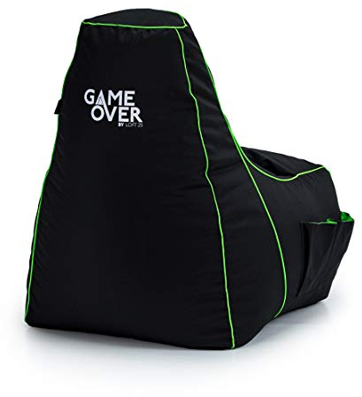 Game Over Video Spiele sitzsack - sitzsack Erwachsene, Indoor Outdoor Bean Bag, sitzsack Sessel für Gaming Room, Headset Halter & Seitentaschen für Controller,Gaming Sessel (Magischer Smaragd)