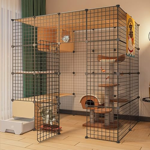 kaninchenställe Kaninchenstall,Katzenkäfig,DIY Haustiere Kaninchenlaufstall Mit Tür Und Geschlossener Katzentoilette,Kleintierkäfig For Kätzchen, Meerschweinchen,Hasen Und Chinchilla,Ideal For 1–4 Kat