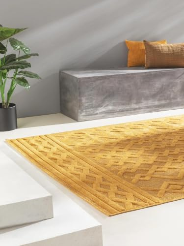benuta Nest Teppich Bonte - Gelb 200x290 cm - Kunstfaser - Outdoor geeignet - Rechteckig - Pflegeleicht für Esszimmer Küche Outdoor/Terrasse