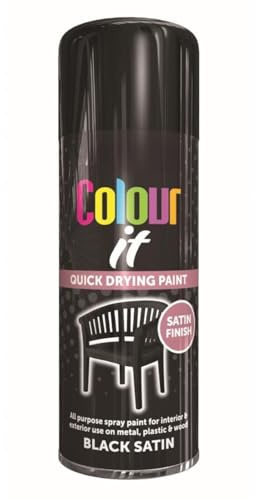 Inspired Essentials All Purpose Aerosol Spray Paint 400ml Quick Drying Spray, Fast Dry and Excellent Coverage for Metal, Wood, Plastic and More (1, Black Satin)