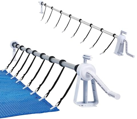 Froadp Pool upprullningsanordning swimming pooltillbehör av aluminium upprullningssystem 105–615 cm poolskydd väderbeständig upprullare poolskydd för poolpresenning och solpresenning