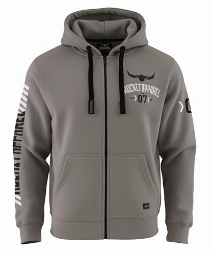 ROCK-IT Apparel I Giacca con Cappuccio da Uomo Racer 07 I Felpa con Cappuccio Premium I Hoodie con Cerniera I Tessuto Molto Confortevole e Morbido I Pullover [S-5XL ] Ultimate Gray XXL