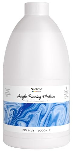 Nicpro 1000 ml Medio de Vertido para Pintura Acrílica, Diluyente para Pintura Acrílica, Medio de Fluidez Acrílica que Mejora la Consistencia del Flujo