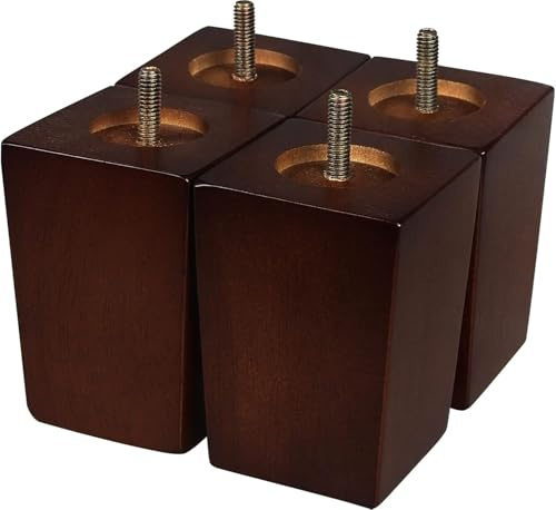 4 Inch Couch Legs for Furniture Set of 4, Square Wooden Furniture Legs | Solid Wood, Load-bearing, Easy to Install, Protect Floor, Wide Application, for Armchair, Night Stand, Drawer