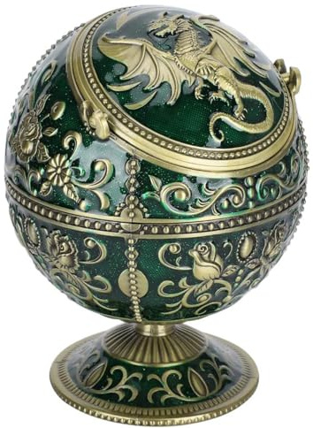 Posacenere vintage con coperchio, antivento, in bronzo, a forma di drago, per casa, ufficio, sala da pranzo, decorazione artigianale