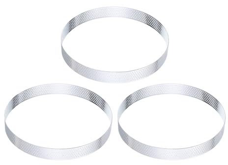 QUARKZMAN 3 Stück Edelstahl Tortenringe 15cm Runder KuchenformPerforierte für die Küche zu Hause Lebensmittel Käseherstellungswerkzeug, Silber