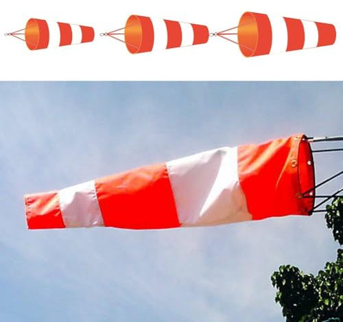 Schlanker roter und weißer Windsack mit robustem Design für eine effektive Winderkennung im Freien (100 cm)