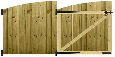 Premier Garden Supplies Made to Measure Feather Edge Fully Framed Arch Top Driveway Gates Made for Measurements Height 3ft - 4ft (90-120cm) x Width: 213cm - 244cm +600mm Hinge Ring Latch Kit