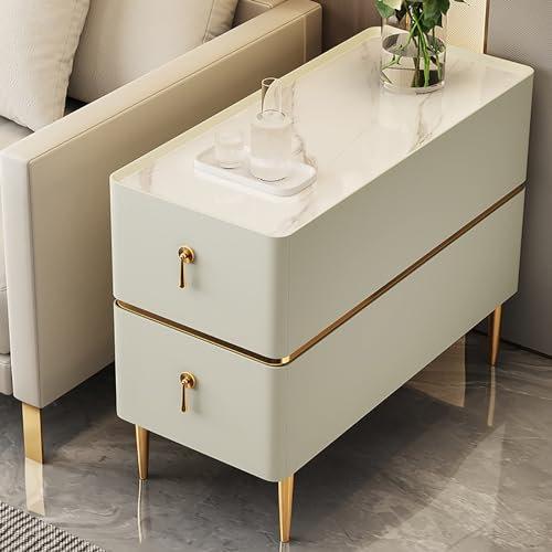 Beistelltische Wohnzimmer mit 2 Schubladen, Sofa-Beistelltisch, schmaler Beistelltisch, Beistelltische Schlafzimmer, Massivholzmaterial (Farbe: B, Größe: 35 cm)