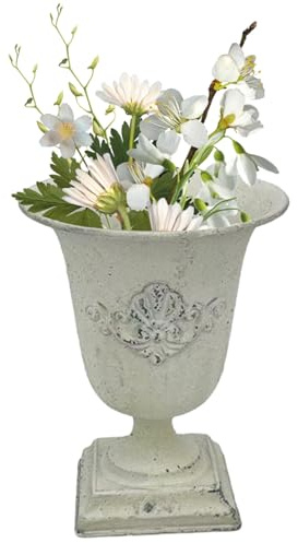 Gartentopf, 19,1 cm, rustikaler Urnen-Pflanzgefäß aus Metall, hoher Bauernhaus-Blumentopf für Garten, Veranda, Terrasse, Heimdekoration, Hochzeiten oder Partys, hohe Blumentöpfe, Sockelvase, Outdoor-V