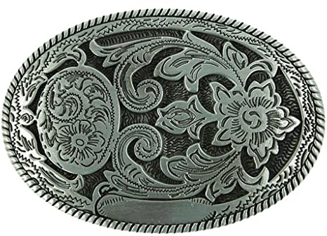 Suammiitstrieadea Vintage tang blommönster hippie western cowboy bältesspänne för män gåvor, Antiksilver, 9 x 7.5cm