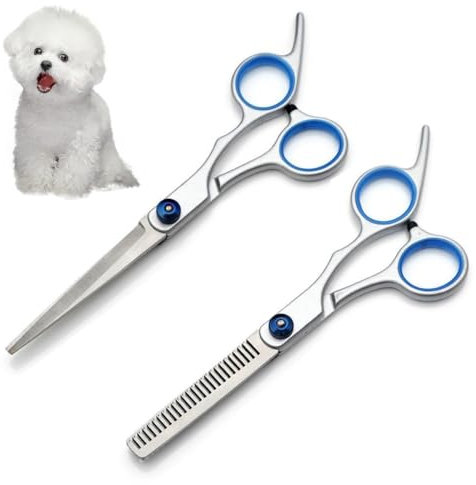 Professional Dog Grooming Scissors for Hair Cutting, Thinning & Texturizing - Pet Hair Trimming Tools for Home Salon