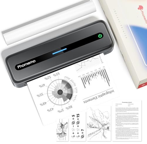 Phomemo M832 Stampante Portatile, Stampante Termica A4 Compatibile con Phone via Bluetooth, Windows e macOS via Cavo USB, per Viaggi, Lavoro, Casa, Stampa Solo su Carta Termica, Grigio