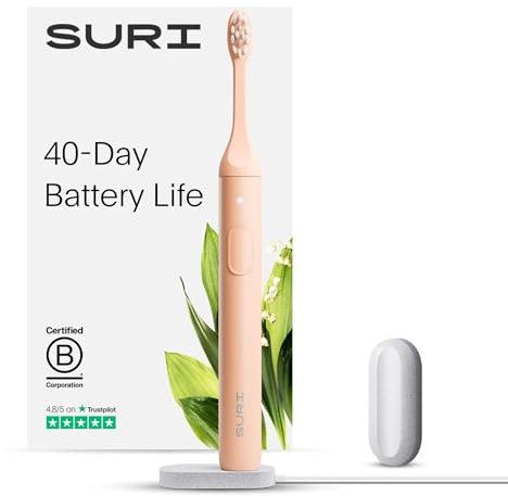 SURI 1.0 Sonic Electric Toothbrush | 1 Month+ Battery | UK’s No.1 Rated | Electric Toothbrush Adults | Travel Tooth Brush | Sonic Toothbrushes | Pink