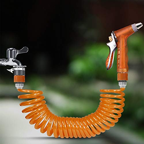 CONGRUI Ugello per tubo da giardino Pistole a spruzzo per tubo resistente per irrigazione irrigatore doccia a spruzzo da giardinaggio (set pistola ad acqua + tubo a molla da 10 m)