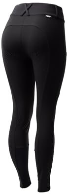 HORZE Damen Vollbesatz-Reithose Grand Prix Pro – Premium Reithose mit Silikon-Grip, Hohem Bund & Elastischem Material – Schwarz, 38