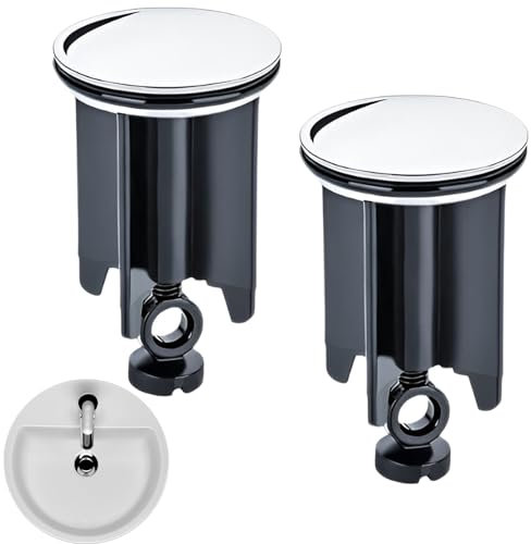 Juego de 2 tapones de lavabo con junta, tapón de desagüe de acero inoxidable, tapón de 40 mm, tapón de desagüe universal para lavabo, apto para baño, fregadero, lavabo