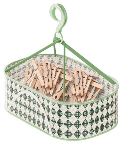 Large Peg Storage Basket for Washing Line With Hanging Hook & Zipper Closure - Weather-Resistant for 150 Pegs, Durable & Foldable Laundry