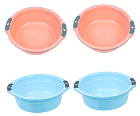 VALICLUD 4pcs Thickened Household Wash Basin Double-handle Hanging Face Washing Basin and Vegetable Washing Medium Size Random Color for Kitchen and Dormitory Use