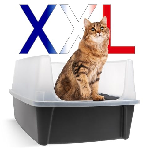 Iris Ohyama, Bandeja de Arena Extra Grande para Gatos, Caja de Arena XL, Gris, Bandeja de Lados Altos, Lados extraíbles, a Prueba de Fugas, fácil Limpieza, para Gatos Adultos Grandes, Dos Animales
