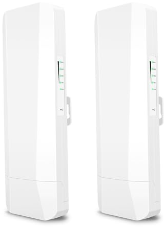 Bridge sans Fil Extérieur, 5,8 G, Pont WiFi Gigabit à Longue Portée, Technologie de Jumelage Facile, Options d'alimentation Flexibles, avec des Antennes à Double Bande pour la Surveillance
