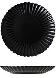 KWMAEEUID Dinner Plate 6 Inches Chrysanthemum Series Matte Ceramic Dinner Plates-Set of 2-Black Dinner Plates