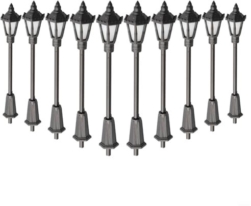 10 Pack LED Street Light Lamp Post Model Train Railway Layout Accessories HO Scale 00 Gauge Lighting Decoration With Wire 3V
