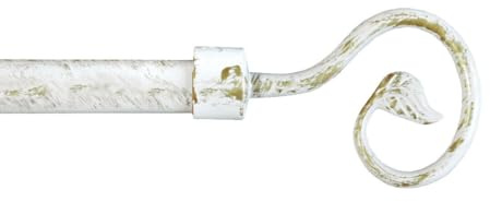 Gardinenstange Eisen ausziehbar 160-300 Wandstange Gardinenstange Schiene Ringe Locken Weiß_Gold