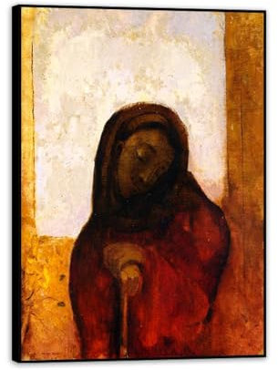 RXNHGJDS Odilon Redon Impression sur Toile Désespoir aussi appelé Souffrance Poster Reproductions de Tableaux Célèbre Décoratif Muraux Décoration Chambre 55x40cm(22x16in) Cadre noir