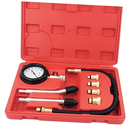 HOODANCOS Manomètre De Pression De Cylindre Pour Voiture Et Moto Détecteur De Fuite De Cylindre Testeur De Compression Avec Adaptateur